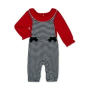 Wonder Nation Baby Girl Holiday Jumpsuit Outfit Set, 2 Pieces, Sizes 0/3-24 Months